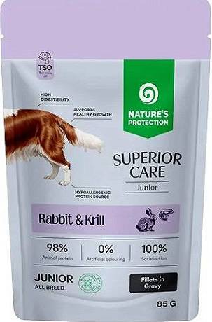 Nature's Protection Junior Superior Care Rabbit&Krill Mokra Karma z królikiem i krylem dla psa 85g