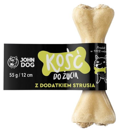 John Dog Kość do żucia z dotakiem strusia dla psa dł. 12cm op. 55g
