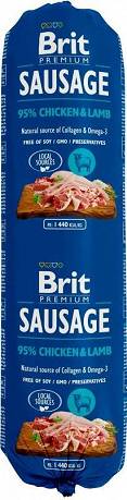 Brit Premium Sausage DOG Adult Chicken&Lamb Karma mokra z kurczakiem i jagnięciną op. 12x800g PAKIET