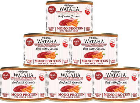 Wataha Mono Adult Beef&Carrots Mokra Karma z wołowiną i marchewką dla psa 12x185g PAKIET