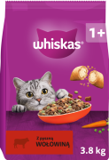 Whiskas CAT Adult Karma sucha z wołowiną op. 3.8kg