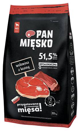 Pan Mięsko DOG Adult Medium Karma sucha z wołowiną i koziną op. 20kg