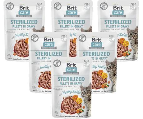 Brit Care CAT Adult Sterilised Fillets in Gravy Rabbit Karma mokra z królikiem op. 12x85g PAKIET