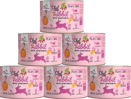 Syta Micha CHEF Junior Rabbit Karma Mokra z królikiem i warzywami dla psa 6x200g PAKIET