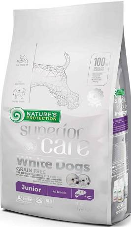 Nature's Protection Junior Superior Care White Dogs Salmon Sucha Karma z łososiem dla szczeniaka z białą sierścią 1.5kg