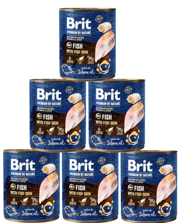 Brit Premium by Nature DOG Fish with Fish Skin Mokra karma z rybą op. 6x800g PAKIET