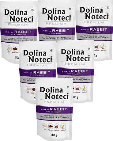 Dolina Noteci Premium DOG Adult Karma mokra z królikiem i żurawiną 10x500g SASZETKA PAKIET