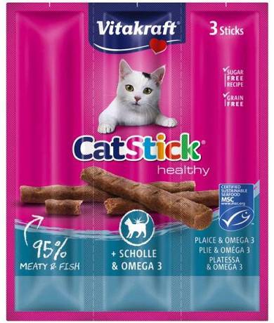 Vitakraft Cat Stick Mini kabanosy flądra z Omega-3 dla kota op. 3szt