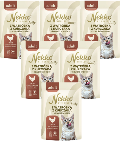 Nekko Daily Adult Mokra Karma z wątróbką z kurczaka dla kota 12x85g PAKIET