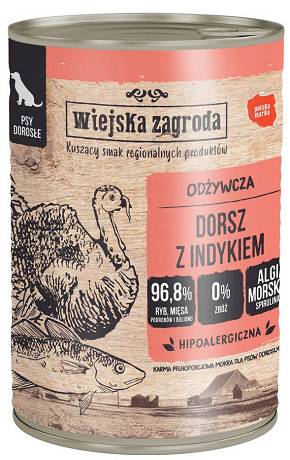 Wiejska Zagroda DOG Karma mokra z dorszem i indykiem op. 400g