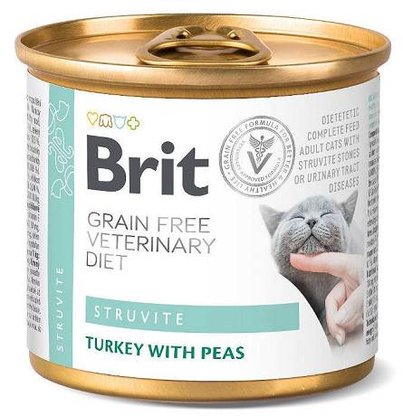 Brit Veterinary Diet CAT Struvite Turkey&Pea Karma mokra z indykiem i groszkiem op. 6x200g PAKIET