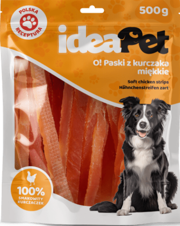 IdeaPet O! Paski Miękki Przysmak z kurczakiem dla psa op. 500g