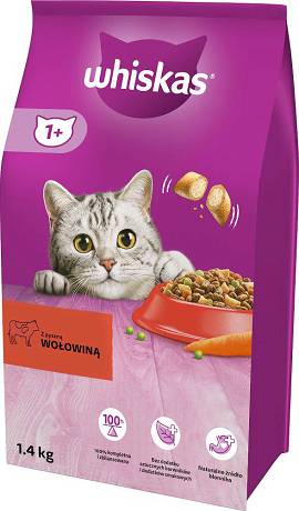 Whiskas CAT Adult Karma sucha z wołowiną i warzywami op. 1.4kg