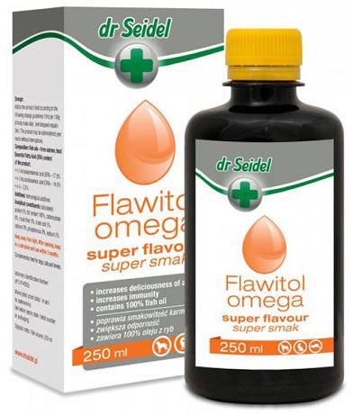 Flawitol Omega Super Smak Suplement diety dla psa i kota poj. 250ml