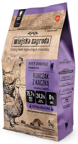 Wiejska Zagroda CAT Adult Karma sucha z kurczakiem i kaczką op. 5kg