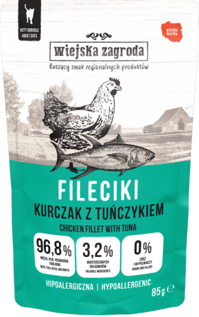 Wiejska Zagroda Hypoallergenic Mokra Karma z kurczakiem i tuńczykiem dla kota 85g