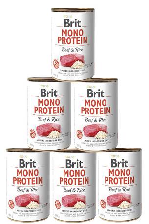 Brit Mono Protein DOG Adult Beef&Rice Karma mokra z wołowiną i ryżem op. 6x400g PAKIET