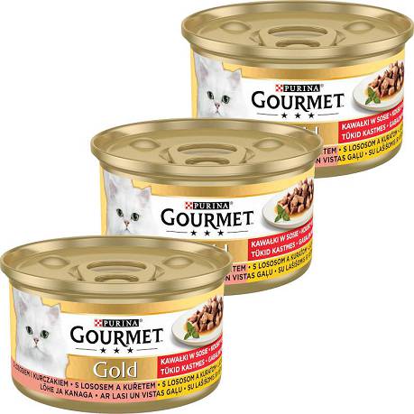 Gourmet CAT Gold Karma mokra z łososiem i kurczakiem (sos) op. 12x85g PAKIET