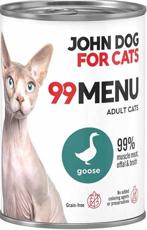 John Dog for Cats Adult 99 MENU Goose Mokra Karma z gęsią dla kota 400g