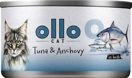 Ollo nr 9 Tuna&Anchovy in Broth Mokra Karma z tuńczykiem i anchois w sosie dla kota 70g