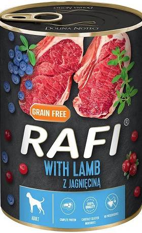 Rafi Pies with Lamb Mokra Karma z jagnięciną, borówką i żurawiną 400g