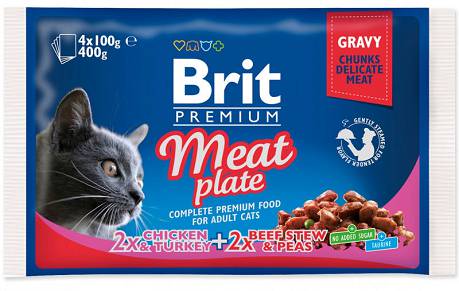 Brit Premium CAT Meat Plate Karma mokra z mięsem op. 4x100g