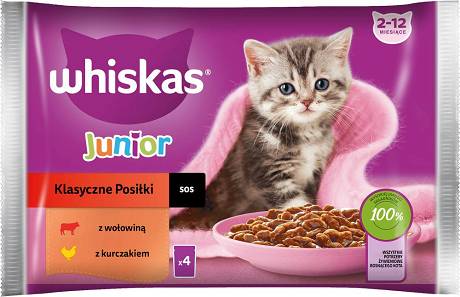 Whiskas CAT Junior Karma mokra klasyczne posiłki (sos) op. 4x85g