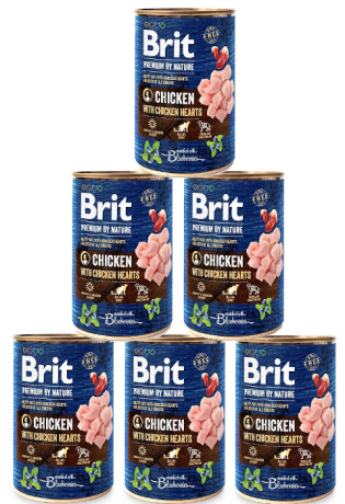 Brit Premium by Nature DOG Chicken with Chicken Hearts Karma mokra z kurczakiem i kurzymi sercami op. 6x400g PAKIET 