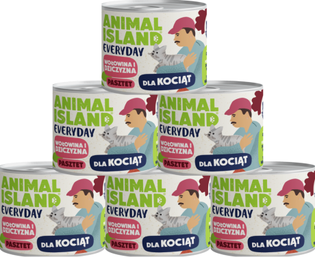 Animal Island Everyday Kitten Mokra Karma z wołowiną i dziczyzną w pasztecie dla kociąt 12x185g PAKIET