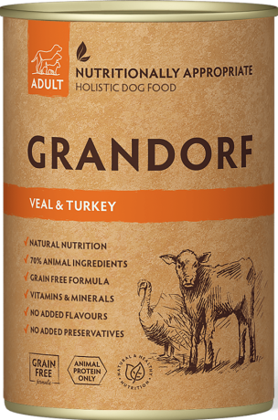 Grandorf DOG Adult Veal&Turkey Mokra Karma z cielęciną i indykiem dla psa 400g