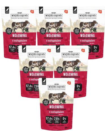 Wiejska Zagroda Mono Mokra Karma z wołowiną dla psa 5x500g PAKIET