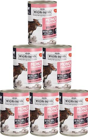 Wiejska Zagroda CAT Adult Monobiałkowa Mokra Karma z wołowiną dla kota 12x400g PAKIET