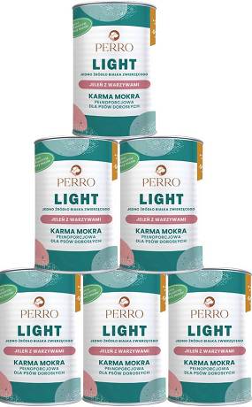 Perro Light Adult Mokra Karma z jeleniem i warzywami dla psa 6x400g PAKIET