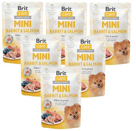 Brit Care Mini DOG Adult Rabbit&Salmon Karma mokra z królikiem i łososiem op. 24x85g PAKIET