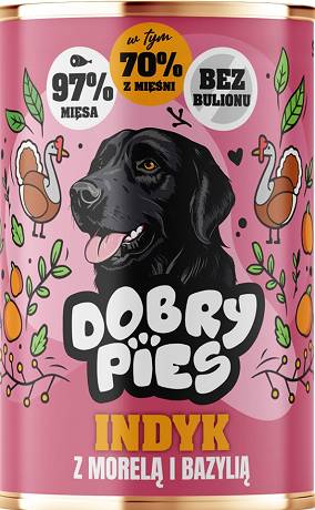 Dobry Pies Adult Mokra Karma z indykiem i morelą dla psa 400g