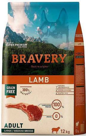 Bravery DOG Grain Free Adult Medium/Large Lamb Karma sucha op. 12kg