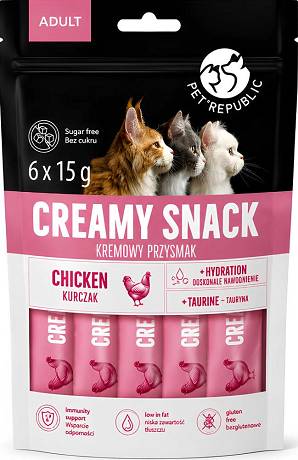 Pet Republic Adult Creamy Snack Chicken Przysmaki z kurczakiem dla kota 6x15g