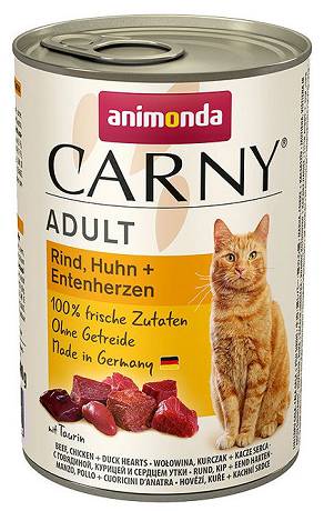 Animonda Carny CAT Adult Karma mokra z wołowiną, kurczakiem i kaczymi sercami op. 400g