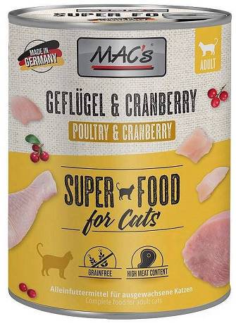 Mac's Cat Mono Adult Karma mokra z drobiem i żurawiną dla kota 800g