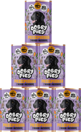 Dobry Pies Adult Mokra Karma z królikiem z przepiórką i mango dla psa 12x400g PAKIET