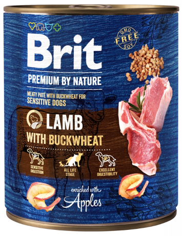 Brit Premium by Nature DOG Lamb with Buckwheat Karma mokra z jagnięciną i gryką op. 800g