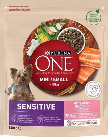 Purina One Sensitive DOG Adult Mini/Small Karma sucha z łososiem 800g