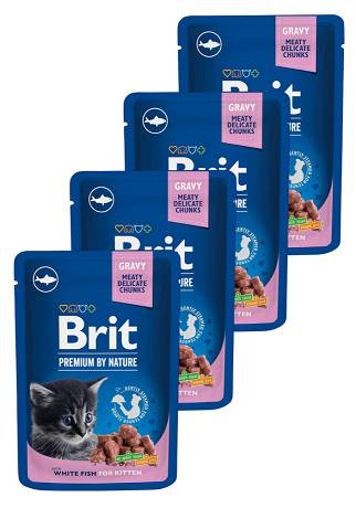 Brit Premium CAT with White Fish for Kittens Karm mokra z białymi rybami op. 12x100g PAKIET