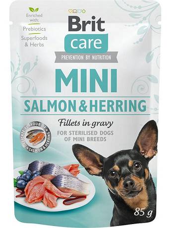 Brit Care Mini DOG Adult Sterilised Salmon&Herring Karma mokra z łososiem i śledziem op. 85g